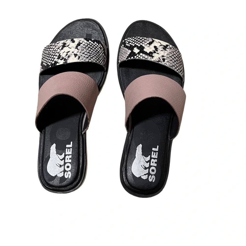 SOREL Women's Ella II Flat Slide Mauve Vapor Full Grain Leather Size 6